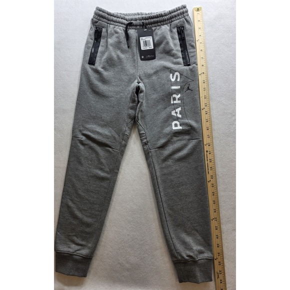 Jordan X Paris Saint-Germain 95B469-GEH Boy's Gray Fleece Sweatpants. NWT.Size M - Picture 7 of 8